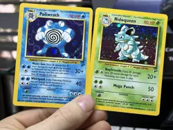 Nidoqueen 12/130 Poliwrath 15/130 Base Set 2 2000 Vintage Pokemon Card Lot WOTC - Image 1