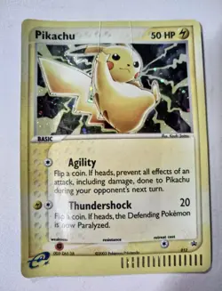 Pokemon Pikachu 012/013 Black Star Promo Holo Rare Card 2003 DAMAGED - Image 1