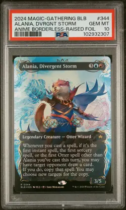 2024 MTG BLOOMBURROW ANIME BORDERLESS-RAISED FOIL ALANIA, DIVERGENT STORM PSA 10 - Image 1