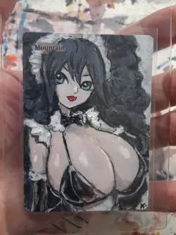 Altered Mtg Hand Painted Maid Mountain One Of A Kind Anime Girl - Image 2