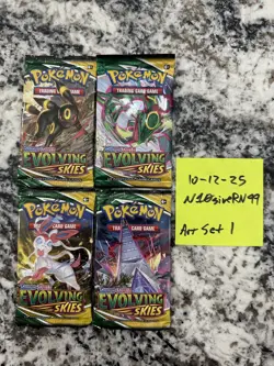 Evolving Skies Pokemon TCG Booster Packs Complete Art Set 4 Packs FACTORY SEALED - Image 1