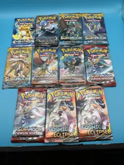 Lot of 11 Pokemon TCG Sun and Moon & XY Base Set Booster Packs Factory Sealed - Image 1