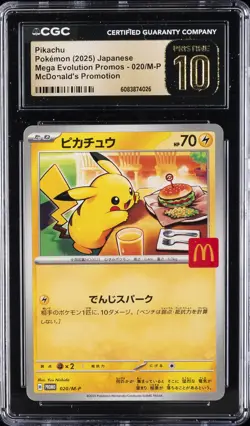 2025 POKEMON JPN MEGA EVOLUTION MCDONALD'S PROMO PIKACHU CGC 10 PRISTINE - Image 1