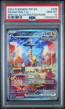Pokemon PSA 10 Raging Bolt ex 208/162 SV05: Temporal Forces Holo - Image 1