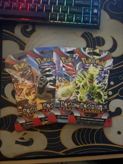 Pokemon TCG Obsidian Flames Sleeved Booster Pack Art Set - (4 packs) - Image 1