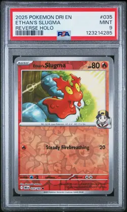2025 POKEMON DRI EN-DESTINED RIVALS REVERSE HOLO #035 ETHAN'S SLUGMA PSA 9 - Image 1