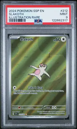 2024 POKEMON SSP EN-SURGING SPARKS ILLUSTRATION RARE #212 SLAKOTH PSA 9 - Image 1