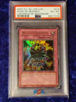 PSA 6 - LON-018 - Mask Of Restrict - Light Foil Shift - Yu-Gi-Oh! EX-MT - - Image 3