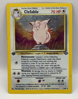 Pokemon TCG Clefable Holo 1st Edition Rare Card Jungle Base Set, 1/64 - Image 1