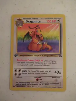 1999 POKEMON FOSSIL #19 DRAGONITE FIRST EDITION UNGRADED NM-MT NEVER PLAYED - Image 1
