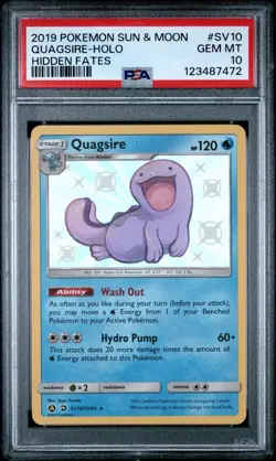 2019 POKEMON SUN & MOON HIDDEN FATES #SV10 QUAGSIRE HOLO PSA 10 - Image 1
