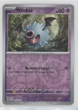 Woobat Reverse Foil Pokemon Scarlet & Violet Paldean Fates PAF #032 - Image 1