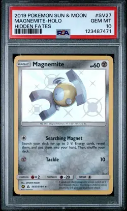 2019 POKEMON SUN & MOON HIDDEN FATES #SV27 MAGNEMITE HOLO PSA 10 - Image 1