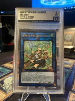 Yugioh Wynn The Wind Charmer UR Golden Grading 9 Mint RA03-EN045 - Image 1