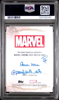 2025 TOPPS CHROME MARVEL BLACK FOIL SKETCH CARDS ANT-MAN PAUL HILL PSA 9 - Image 2