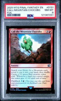 2025 MTG FINAL FANTASY FOIL #0131 CALL THE MOUNTAIN CHOCOBO PSA 8 - Image 1