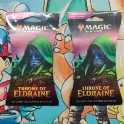 2x Magic the Gathering Throne of Eldraine Collector Edition Booster Pack Sleeved - Image 1