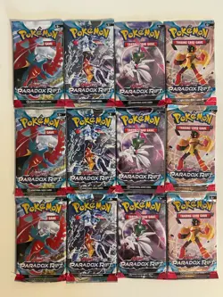 Pokemon Paradox Rift Booster Pack Lot (12) - Unweighed, 3 Pack Art Sets, Fresh - Image 1