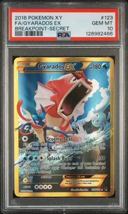 2016 POKEMON XY BREAKPOINT SECRET #123 FULL ART/GYARADOS EX PSA 10 - Image 1