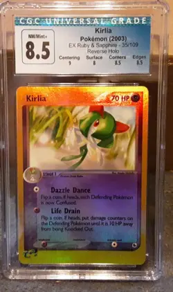 Kirlia 35/109 EX Ruby & Sapphire Reverse Holo Pokemon CGC 8.5 Subs NM/MT 2003 - Image 1