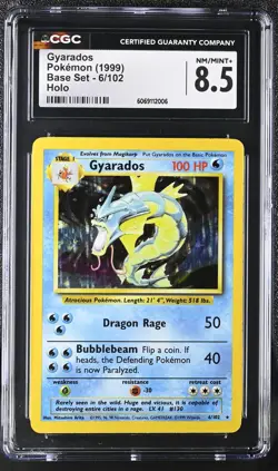 CGC 8.5 Gyarados 1999 Base Set 6/102 Holo Pokemon Card - Image 1
