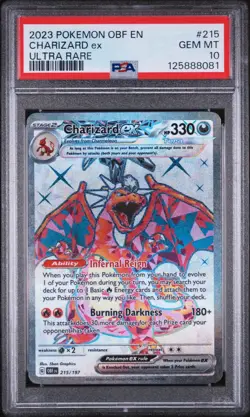 CHARIZARD EX 2023 POKEMON OBSIDIAN FLAMES ULTRA RARE GEM 215/197 PSA 10 GEM MINT - Image 1