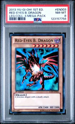2013 YU-GI-OH! LEGEND COLL 4 MEGA-PACK 1ST ED #EN003 RED-EYES B. DRAGON PSA 8 - Image 1