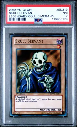 2012 YU-GI-OH! LEGEND COLLECTION 3 MEGA-PACK #EN219 SKULL SERVANT PSA 7 - Image 1