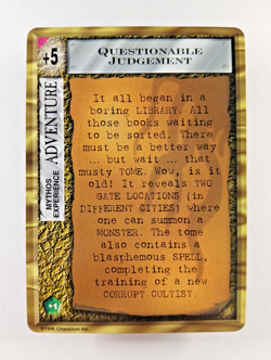 Questionable Judgement - Mythos CCG card (1996 Chaosium) S Adventure, Cthulhu - Image 1