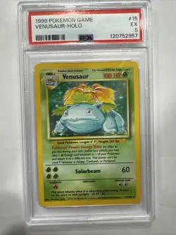 Pokemon TCG Venusaur Base Set Holo Rare Card 15/102 PSA 5 EX - Image 1