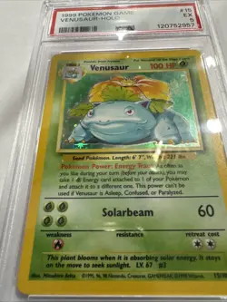 Pokemon TCG Venusaur Base Set Holo Rare Card 15/102 PSA 5 EX - Image 2