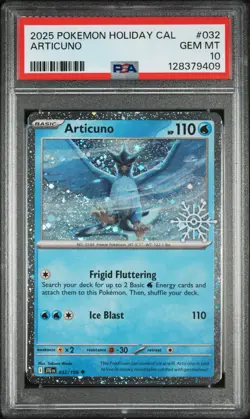 2025 Pokemon Card Articuno Holiday Calendar Festive Stamp 032/159 PSA 10 - Image 1