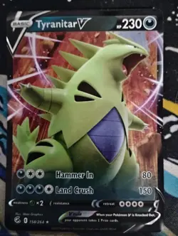 Pokemon TCG Tyranitar v Fusion Strike Holo Ultra Rare Card 158/264 - Image 1