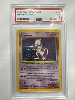 Pokemon TCG Mewtwo Holo Card 010/102 Base Set Rare PSA 3 VG - Image 1