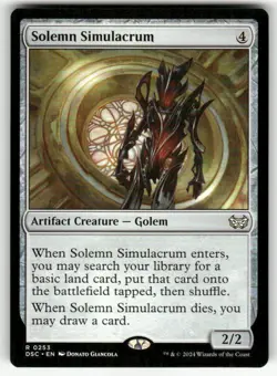 SOLEMN SIMULACRUM #253 (RARE) MTG COMMANDER: DUSKMOURN: HOUSE OF HORROR - Image 1