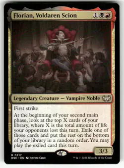 FLORIAN, VOLDAREN SCION #217 (RARE) MTG COMMANDER: DUSKMOURN: HOUSE OF HORROR - Image 1