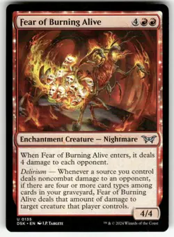 FEAR OF BURNING ALIVE #135 (UNCOMMON) MTG DUSKMOURN: HOUSE OF HORROR - Image 1