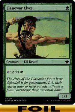 1x - Llanowar Elves - FOIL #227 - Foundations - CUC NM MTG - Image 1