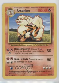 Arcanine Pokemon Base Set #23 1999 - Image 1