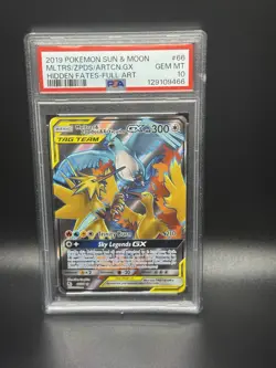 PSA 10 Moltres & Zapdos & Articuno GX 66/68 - Hidden Fates - Gem Mint Pokemon - Image 1