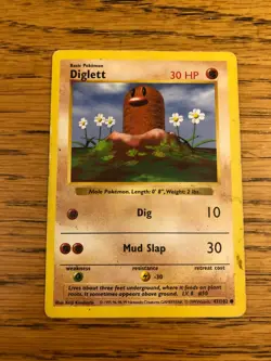 Pokemon Base Set SHADOWLESS WOTC Vintage Diglett 47/102 HP Heavily Played - Image 1