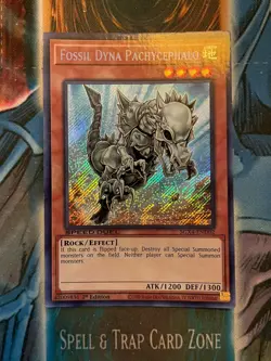 Yugioh! Fossil Dyna Pachycephalo SGX4-END02 SECRET RARE SPEED DUEL VLP - Image 1