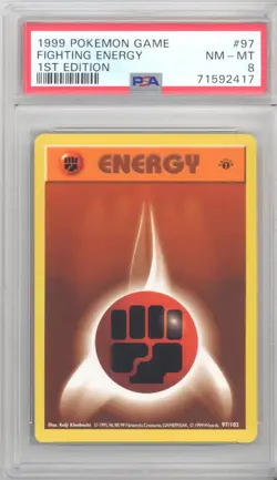 PSA 8 - Pokemon Card - Base 97/102 - FIGHTING ENERGY (common) *1st Ed* - NM-MT - Image 1