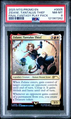 2025 MTG PROMOS FINAL FANTASY PLAY PACK #0005 ZIDANE, TANTALUS THIEF PSA 8 - Image 1