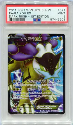 PSA 9 Full Art/Raikou EX 071/069 1st Edition Dark Rush Pokemon Japanese - Image 1