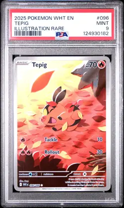2025 POKEMON WHT EN-WHITE FLARE ILLUSTRATION RARE #096 TEPIG PSA 9 - Image 1