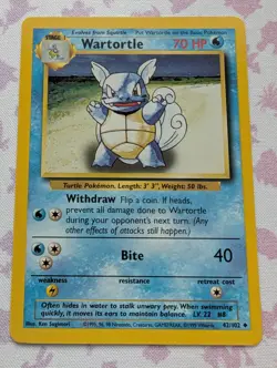 Pokemon TCG Base Set Wartortle Non Holo Uncommon 42/102 Vintage WOTC LP - Image 1
