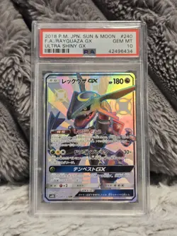 2018 Pokemon Sun & Moon Rayquaza GX 240/150 SSR Ultra Shiny GX Japanese PSA 10 - Image 1