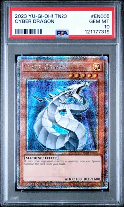 2023 YU-GI-OH! TN23-25TH ANV TIN: DUELING HEROES #EN005 CYBER DRAGON PSA 10 - Image 1