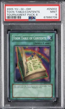 2005 YU-GI-OH! TOURNAMENT PACK 6 #EN002 TOON TABLE OF CONTENTS PSA 9 - Image 1